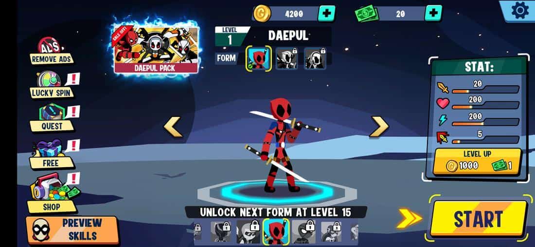 Скриншот #1 из игры Stickman Superhero - Super Stick Heroes Fight