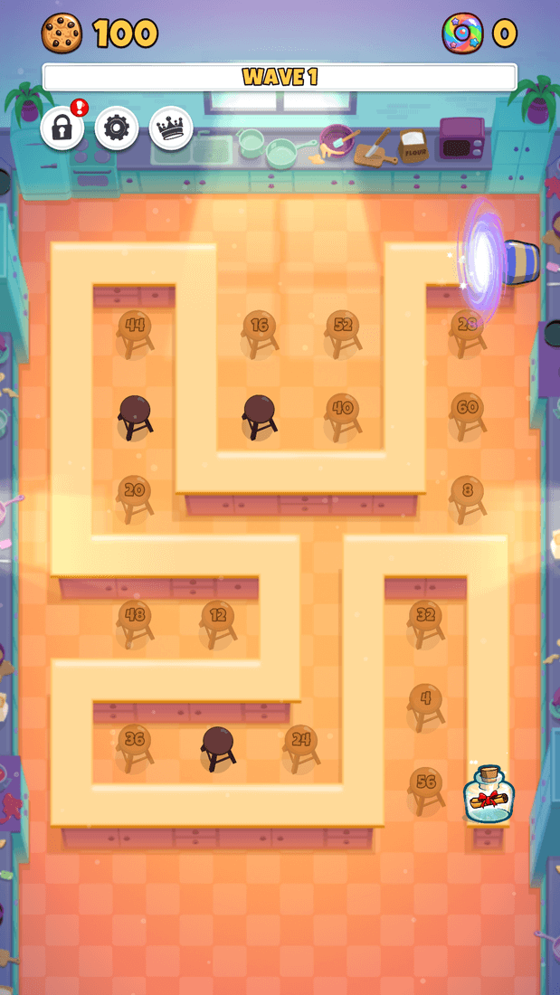 Скриншот #1 из игры Cookies TD - Idle TD Endless Idle Tower Defense